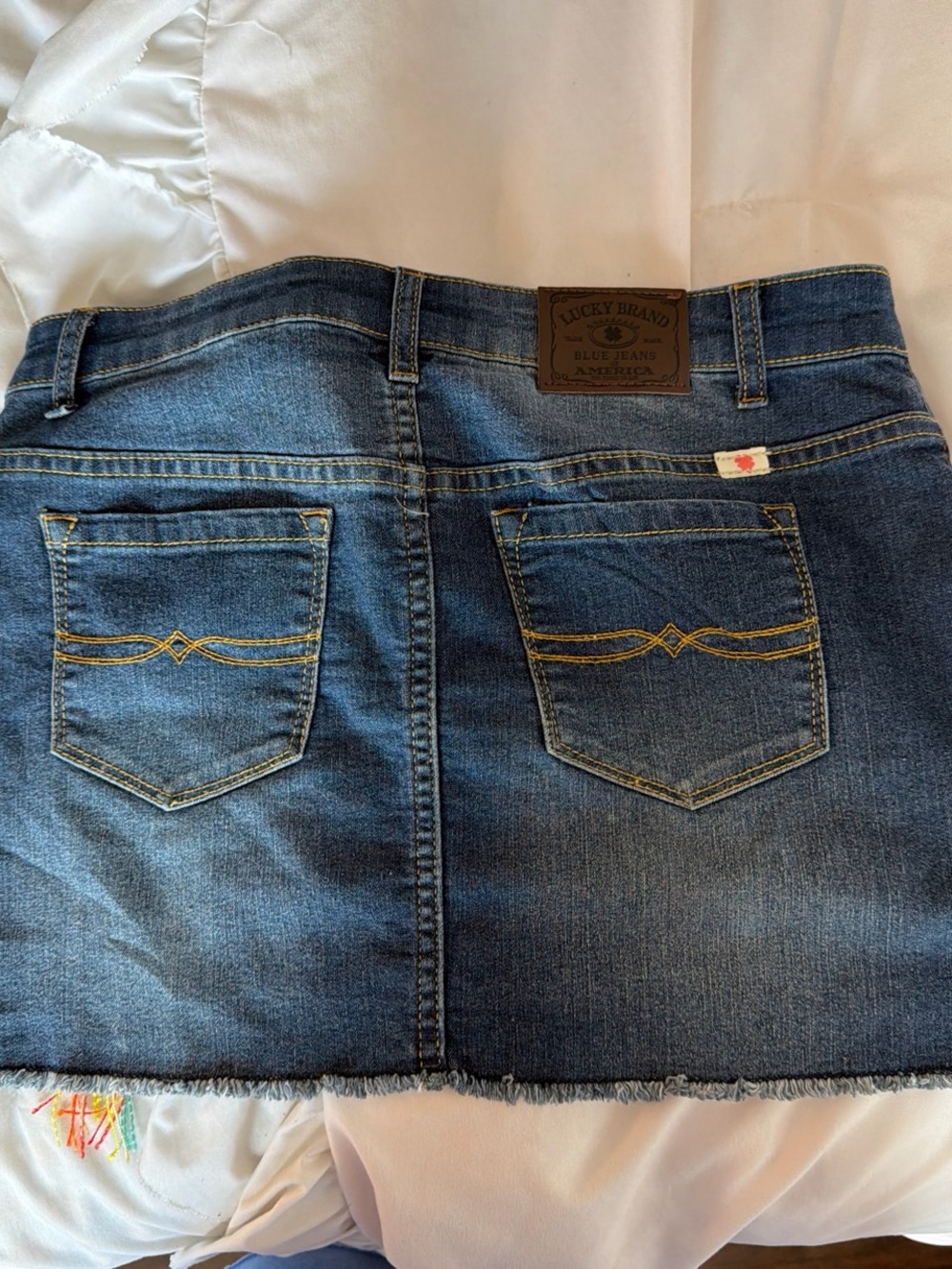 Lucky Brand Dark Blue Denim Mini Skirt with Colorful Tassel - Picture 4 of 5